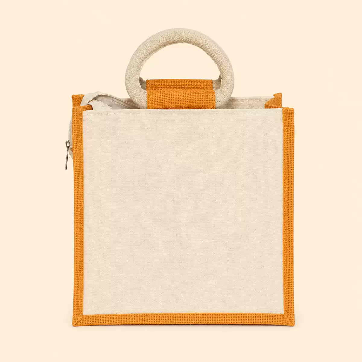 White Yello Printed Jute Bag