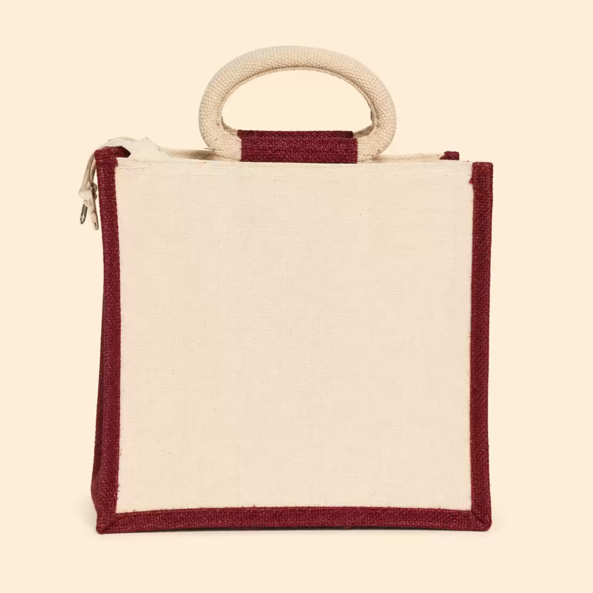 White Red Printed Jute Bag