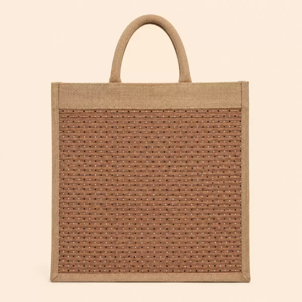 Brown Lite Creem Jute Shopping Bag