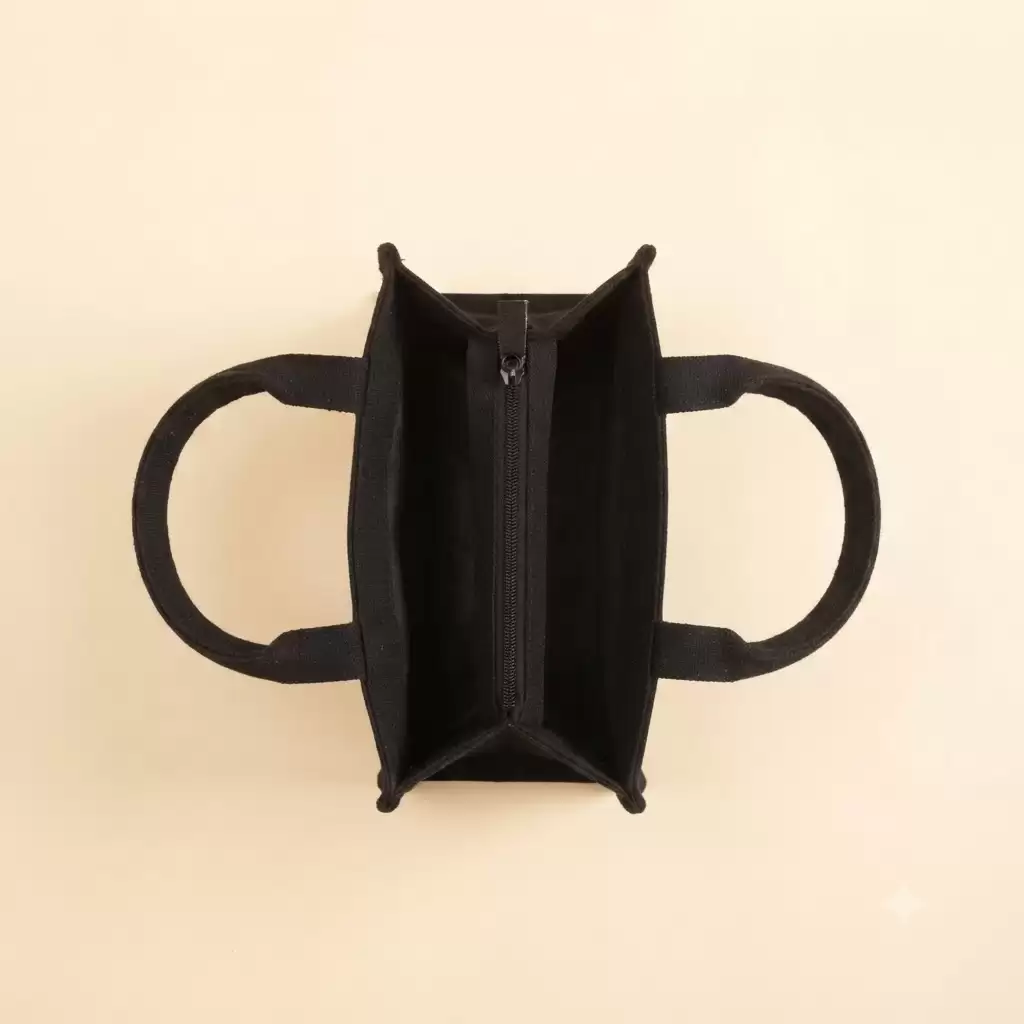 Black Printed Jute Bag
