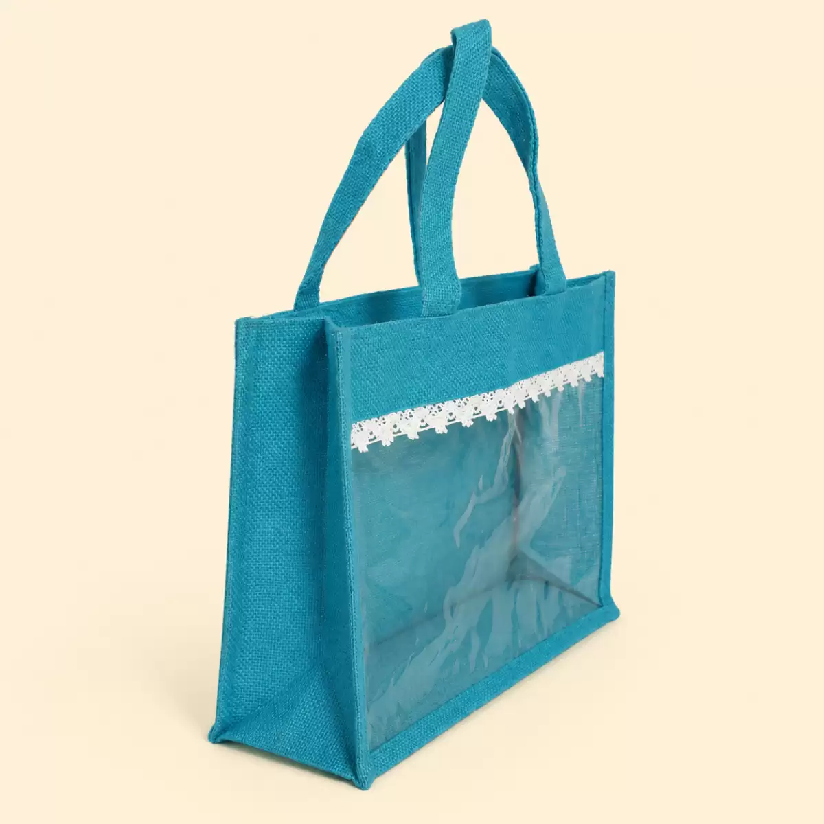 Sky Blue Jute Shopping Bag