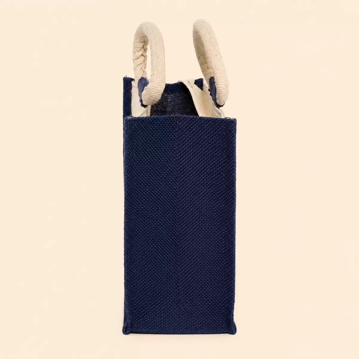 White Black Printed Jute Bag