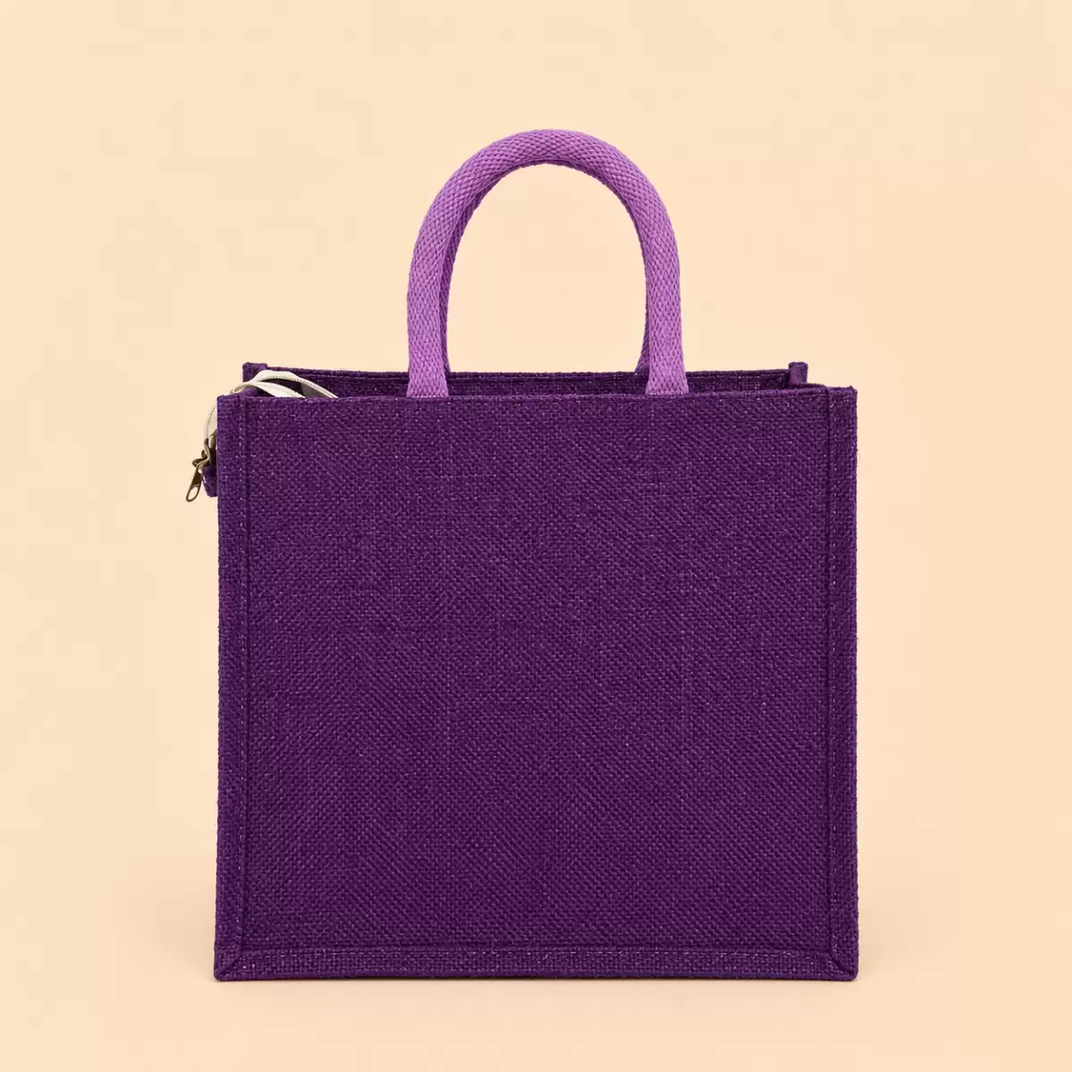 Purple Printed Jute Bag