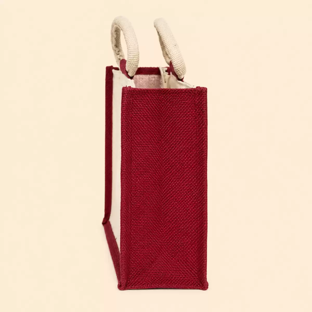 White Red Printed Jute Bag
