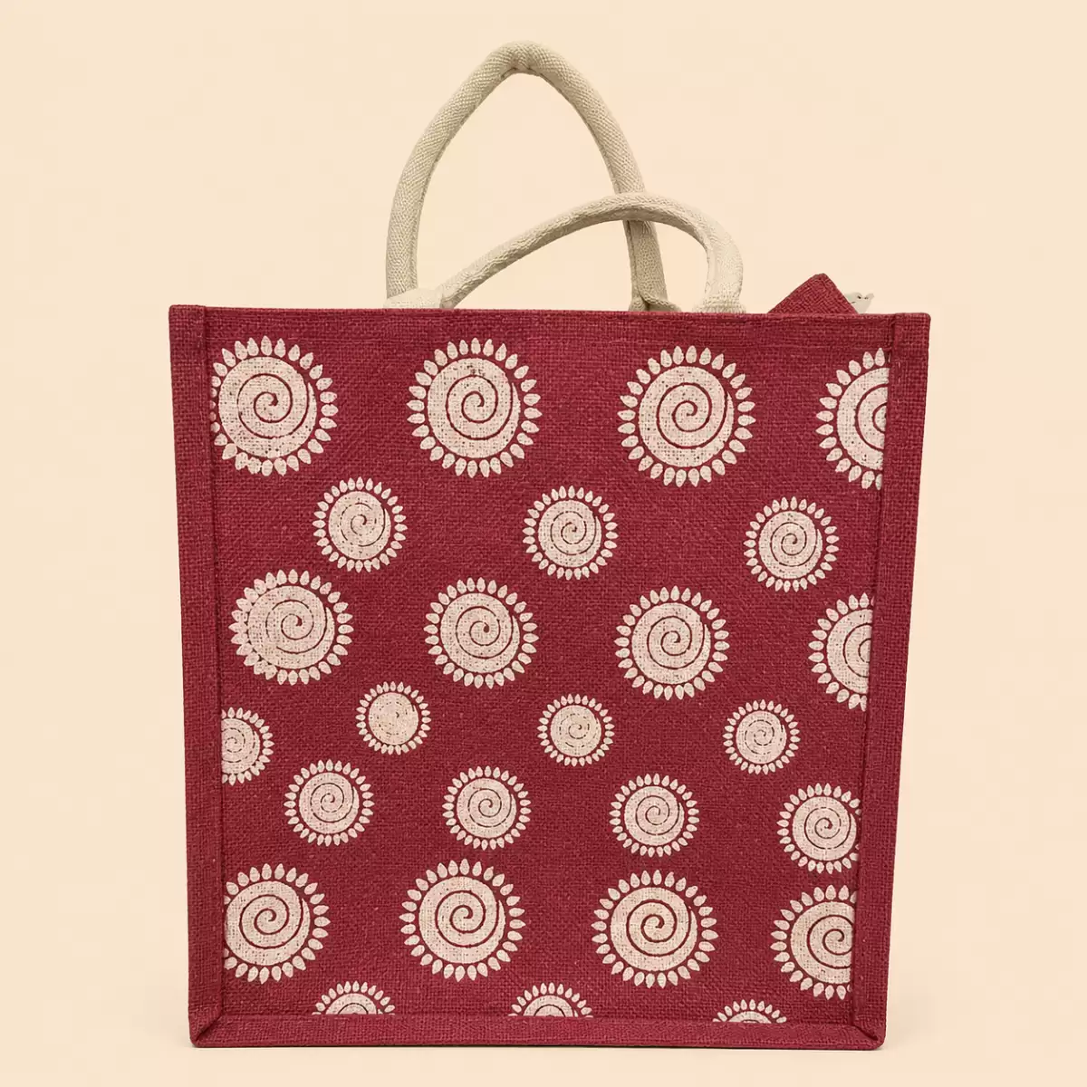 Pink Printed Jute Bag