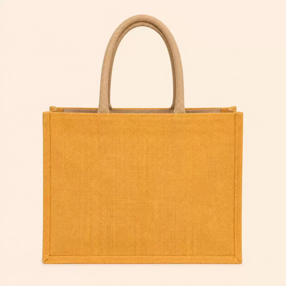 Yellow Brown Jute Shopping Bag