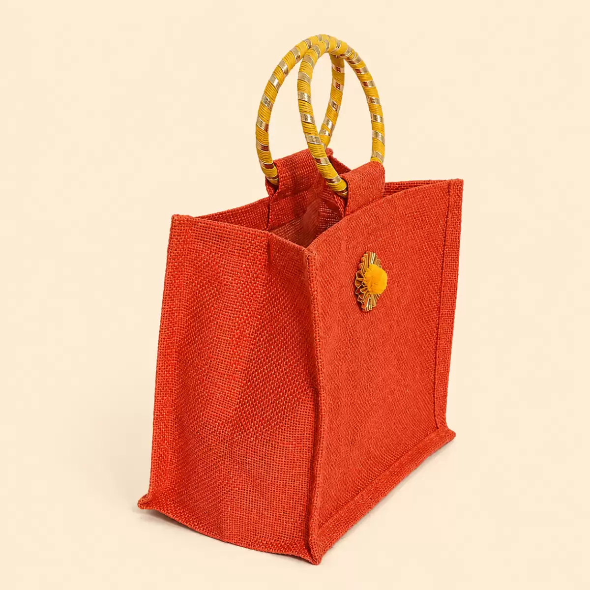 Lava Red Jute Shopping Bag