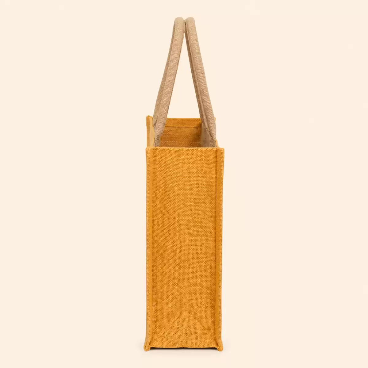 Yellow Brown Jute Shopping Bag