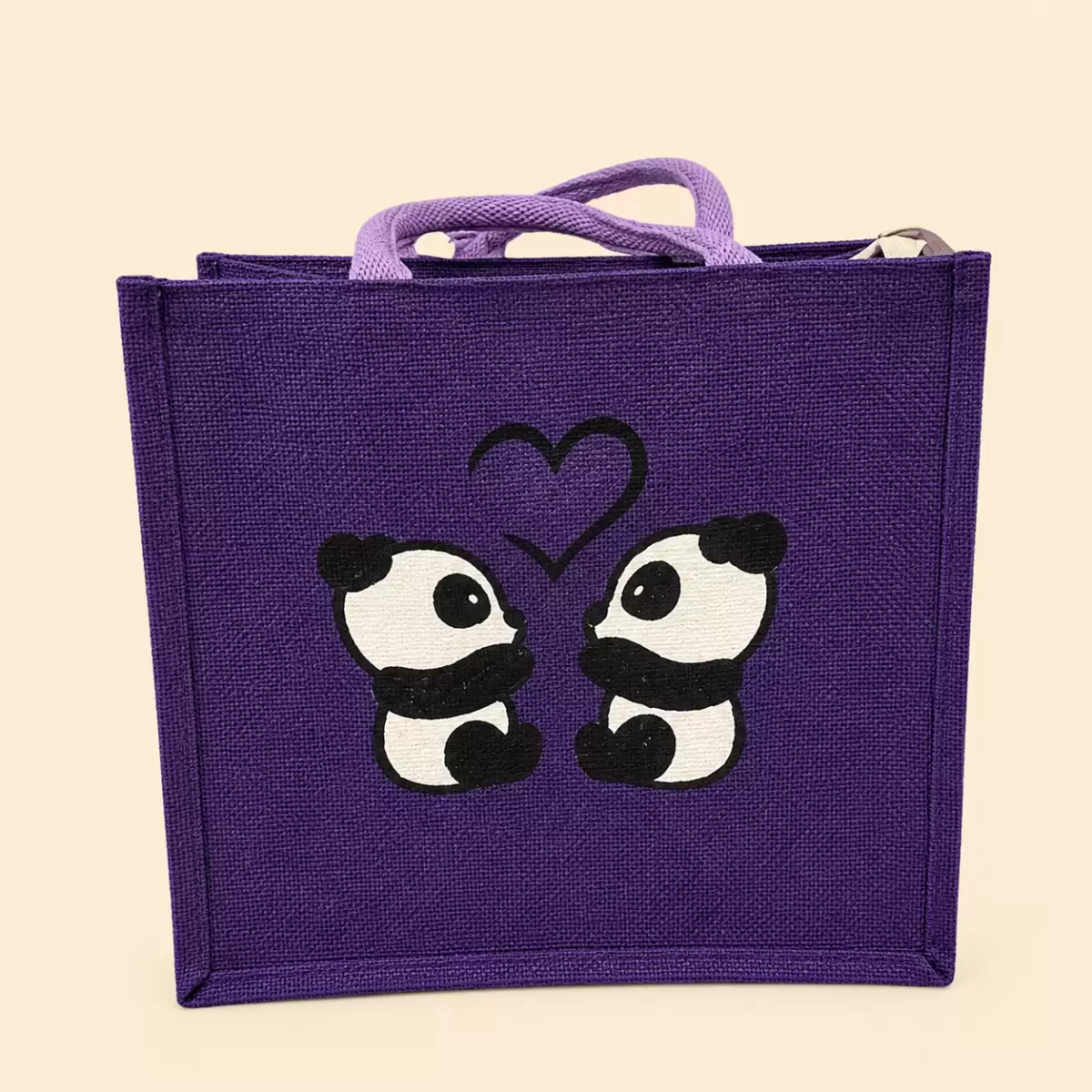 Purple Printed Jute Bag