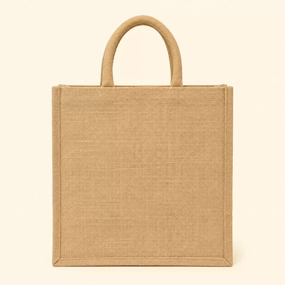Brown Pink Printed Jute Bag