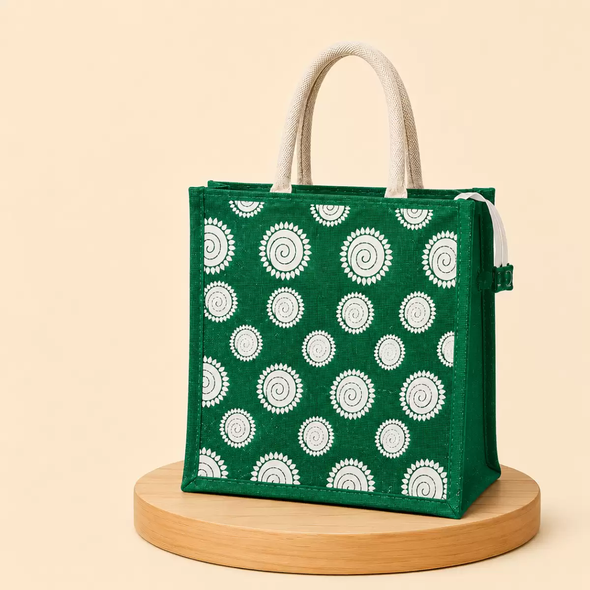 Green Printed Jute Bag